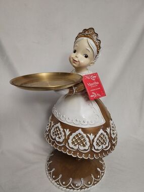 Martha Stewart Decorative LARGE  Girl Figural Tray - Gold & White  24" X 16"